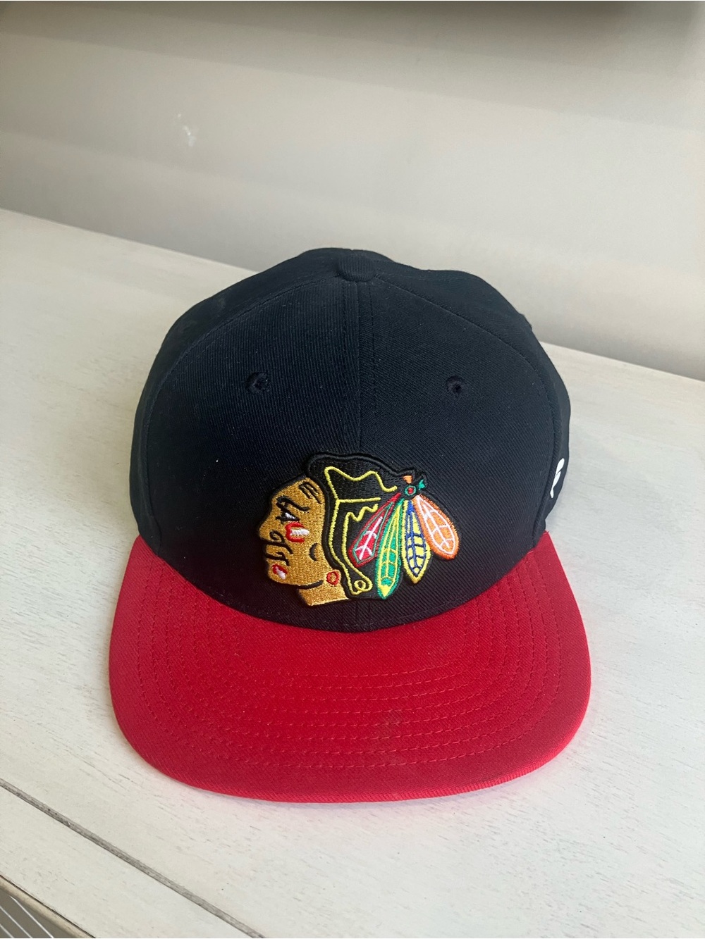 Fanatics Black and Red Kids Snapback Hat with Colorful Embroidered Logo